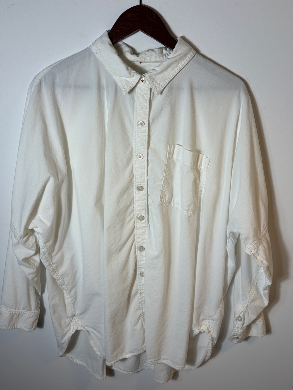 American Eagle Oversized Button Up Shirt White Long Sleeve Pocket Small